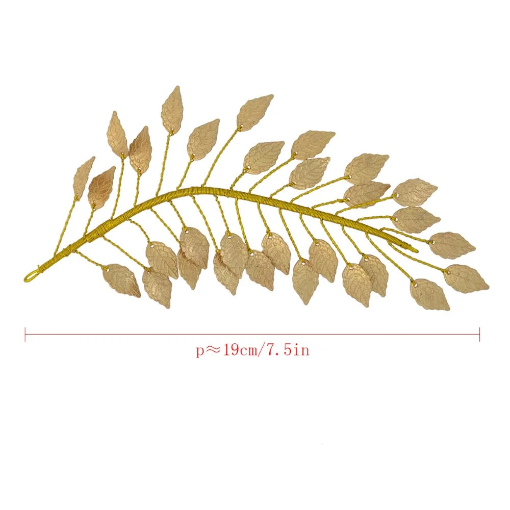 Greek Goddess Bridal Leaf Tiara Headband Hairpins Forehead Jewelry