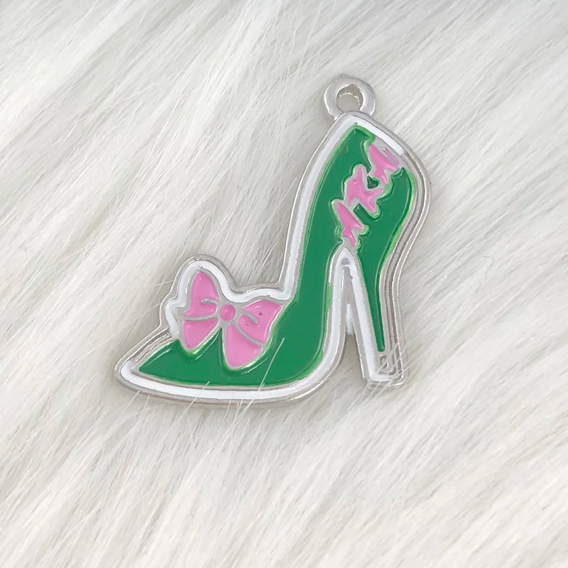 Greek Letter Bowknot High Heel Shoe Charms For Women Pendant