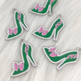 Greek Letter Bowknot High Heel Shoe Charms For Women Pendant