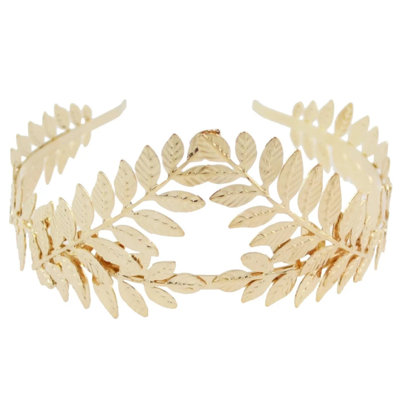 Greek Roman Goddess Olive Leaf Metal Headband Headdress Bride Tiara Wedding