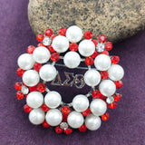 Greek Sorority Letter Pearl Rotundity Charms Women Brooch