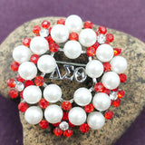 Greek Sorority Letter Pearl Rotundity Charms Women Brooch