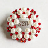 Greek Sorority Letter Pearl Rotundity Charms Women Brooch