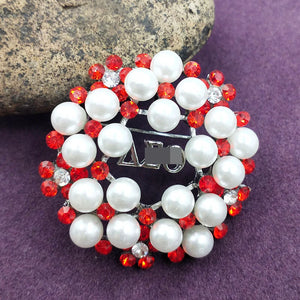 Greek Sorority Letter Pearl Rotundity Charms Women Brooch