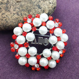 Greek Sorority Letter Pearl Rotundity Charms Women Brooch