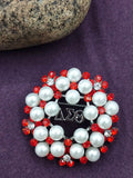 Greek Sorority Letter Pearl Rotundity Charms Women Brooch