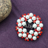 Greek Sorority Letter Pearl Rotundity Charms Women Brooch
