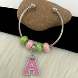 Greek Sorority Beads SGR Letter Cuff Bangle Women Jewelry