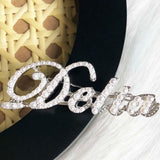 Greek Sorority Letter Pearl Rhinestone Stone Brooches Women