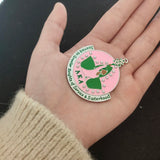 Greek Sorority Pearl Enamel Ivy Leaf Charm Pendant