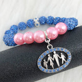 Greek Sorority Pink Pearl Disco Ball Jack &Jill Charm Bracelet