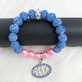 Greek Sorority Pink Pearl Disco Ball Jack &Jill Charm Bracelet