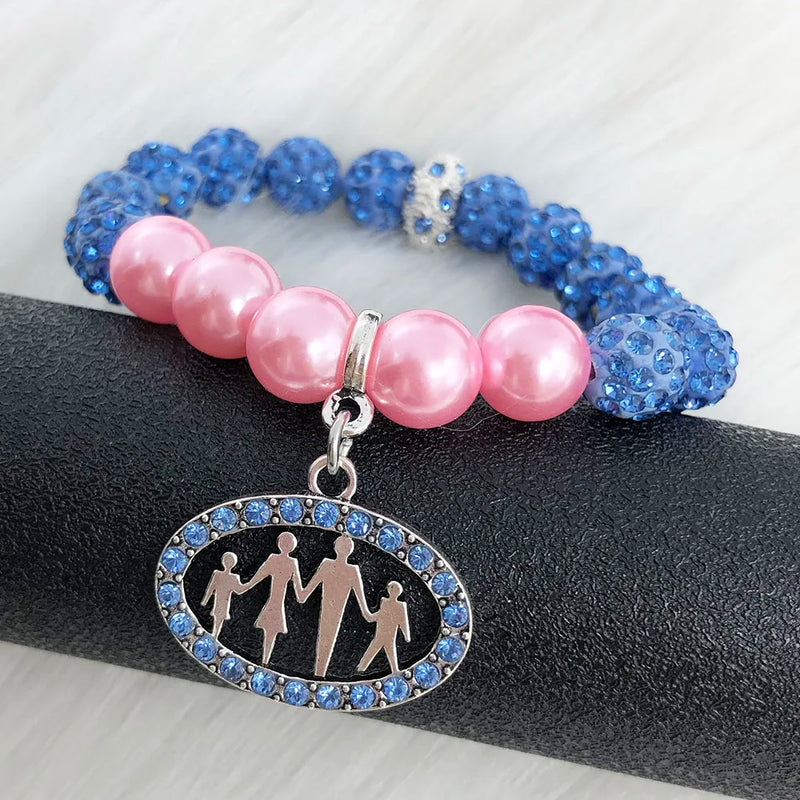 Greek Sorority Pink Pearl Disco Ball Jack &Jill Charm Bracelet