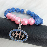 Greek Sorority Pink Pearl Disco Ball Jack &Jill Charm Bracelet