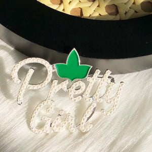 Greek Sorority Pretty Girl Maple Leaf Pearl Stone Brooches Women