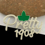 Greek Sorority Pretty Girl Maple Leaf Pearl Stone Brooches Women