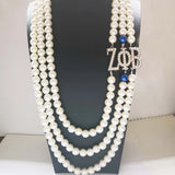 Greek Sorority ZPB Multilayer Long Pearl Necklace