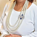 Greek Sorority ZPB Multilayer Long Pearl Necklace