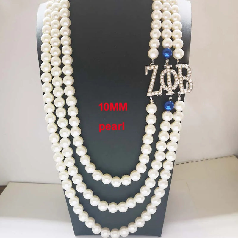 Greek Sorority ZPB Multilayer Long Pearl Necklace