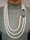 Greek Sorority ZPB Multilayer Long Pearl Necklace