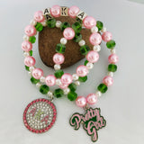 Greek Sorority Symbol Letter Charm Bracelet Set