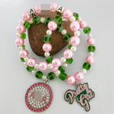 Greek Sorority Symbol Letter Charm Bracelet Set