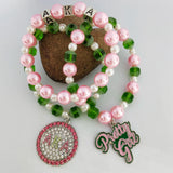 Greek Sorority Symbol Letter Charm Bracelet Set