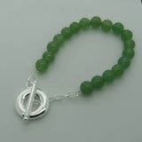 Green Agate Bracelet 925 Silver Buckle Woman Charm Wedding Engagement Party
