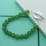 Green Agate Bracelet 925 Silver Buckle Woman Charm Wedding Engagement Party