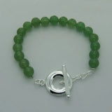 Green Agate Bracelet 925 Silver Buckle Woman Charm Wedding Engagement Party