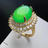 Green Agate Finger Ring Charm Adjustable Zircon Stone Ring For Women