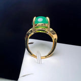 Green Agate Finger Ring Charm Adjustable Stone Ring For Women