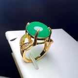 Green Agate Finger Ring Charm Adjustable Stone Ring For Women