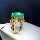 Green Agate Finger Ring Charm Adjustable Stone Ring For Women