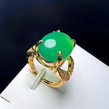 Green Agate Finger Ring Charm Adjustable Stone Ring For Women