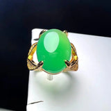 Green Agate Finger Ring Charm Adjustable Stone Ring For Women