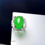 Green Agate Finger Ring Charm Rings Adjustable Round Copper Gem Stone Ring