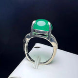 Green Agate Finger Ring Charm Rings Adjustable Copper Gem Stone Ring With Zircon