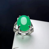 Green Agate Finger Ring Charm Rings Adjustable Copper Gem Stone Ring With Zircon