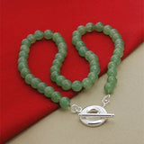 Green Agate Necklace 925 Sterling Silver Buckle For Woman