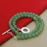 Green Agate Necklace 925 Sterling Silver Buckle For Woman