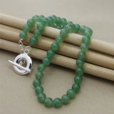 Green Agate Necklace 925 Sterling Silver Buckle For Woman