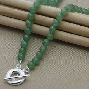 Green Agate Necklace 925 Sterling Silver Buckle For Woman