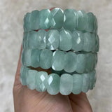 Green Angelite Stone Beads Bracelet Natural Stone Jewelry Bangle