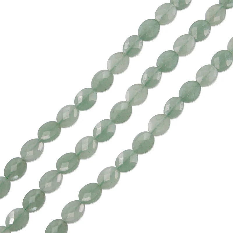 Green Aventurine Faceted Oval Beads 6x8mm Strand Natural Stone