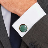 Green Aventurine Stainless Steel Cufflinks