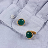 Green Aventurine Stainless Steel Cufflinks