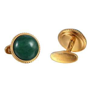 Green Aventurine Stainless Steel Cufflinks