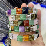 Green Aventurine Jade Rose Quartz Amethyst Bangle Bracelet