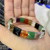 Green Aventurine Jade Rose Quartz Amethyst Bangle Bracelet